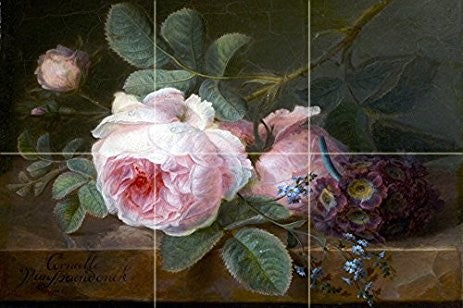 Tile Mural Kitchen Bathroom Wall Backsplash Rose, Ceramic Glossy