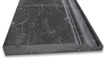 Nero Marquina Black Marble 6x12 Skirting Baseboard Trim Molding Honed, 1 piece