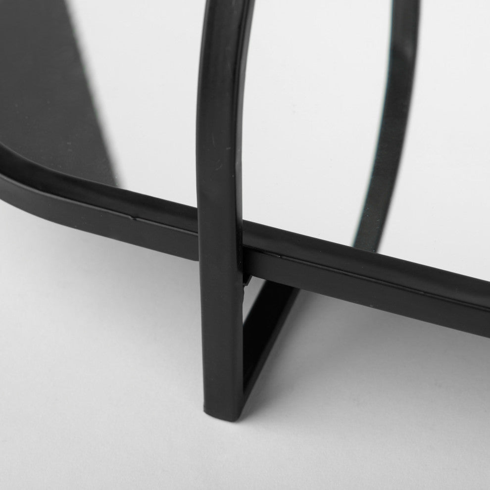 Evianna 30Lx7Wx7H Mirrored With Black Metal Frame Tray