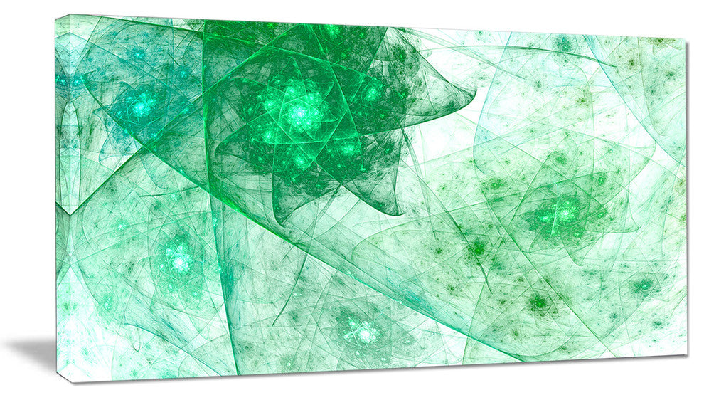 Clear Green Rotating Polyhedron, Abstract Canvas Wall Art, 40x20
