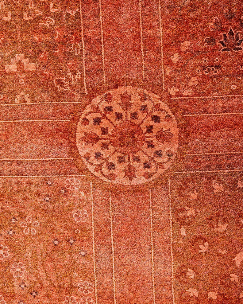 Overdyed, One-of-a-Kind Hand-Knotted Area Rug Pink, 12'4"x16'4"