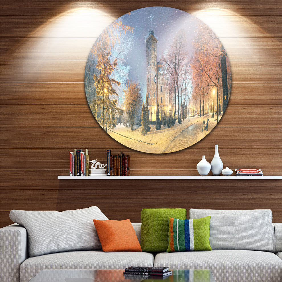 Mariinsky Garden In Yellow Tone, Landscape Photo Disc Metal Art, 38"
