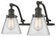 Small Cone 2-Light Bath Fixture, Clear Glass, Oil Rubbed Bronze, Incandescent