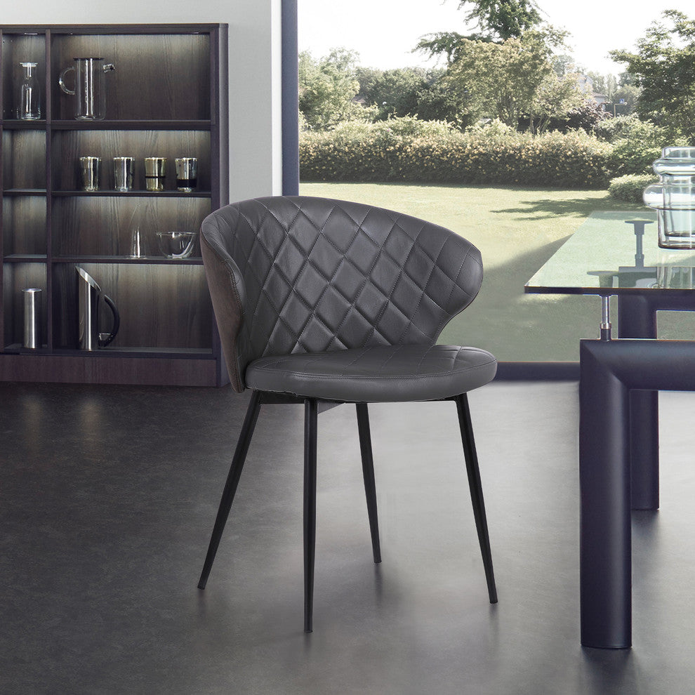 Ava Dining Chair, Black Powder Coated Finish With Brown Velvet, Gray