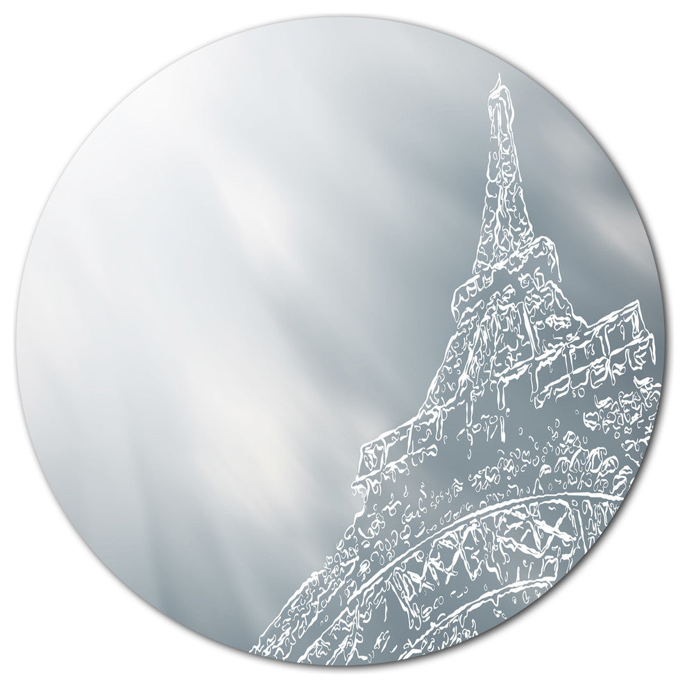 Eiffel Tower Art Background, Cityscape Wall Round Wall Art, 11"