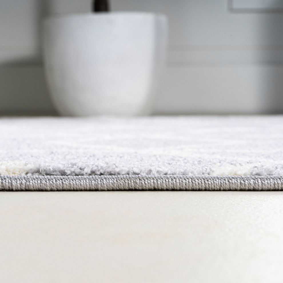 Tumbling Blocks Modern Geometric Light Gray/White 3'x5' Area Rug