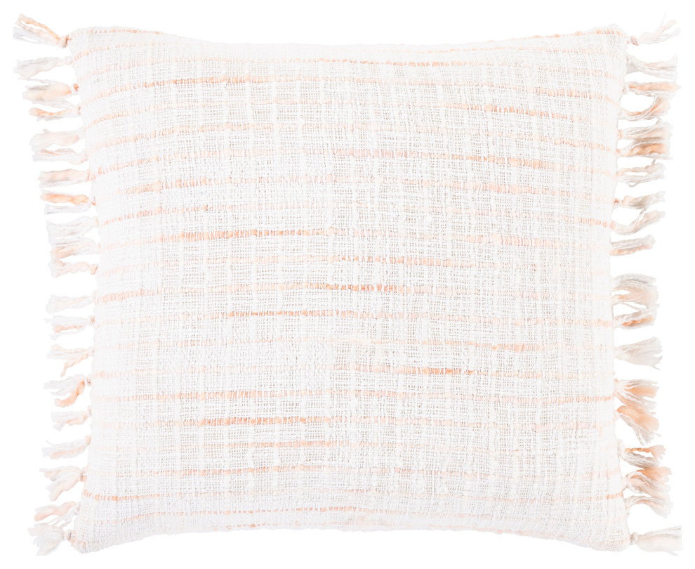 Surya Saugatuck SGK-002 22"x22" Pillow Cover, White/Blush/Peach/Pale Pink