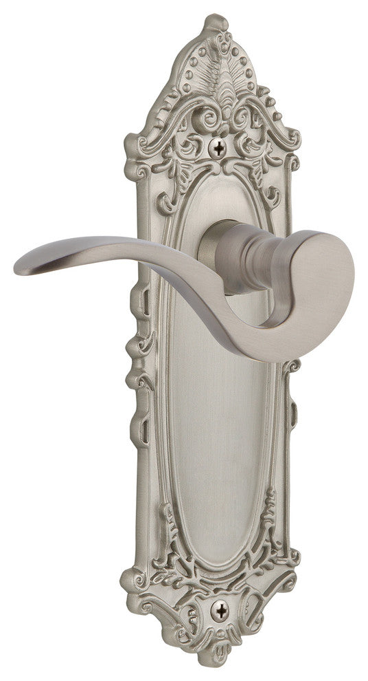 Victorian Plate With Manor Lever, Satin Nickel, Privacy, Non-Handed