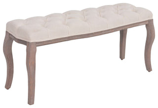 vidaXL Entryway Bench Dining Bench for Bedroom Fabric Solid Wood Cream White