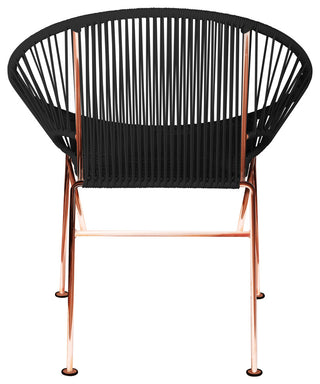 Concha Indoor/Outdoor Handmade Dining Chair, Black Weave, Copper Frame