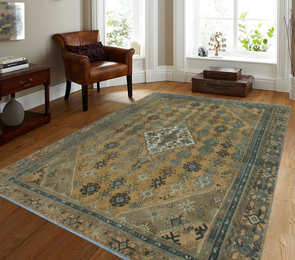 Semi-Antique Abdullat Rust/Peach Rug, 5'11x9'4
