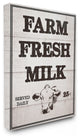 'Farm Fresh Milk Vintage Sign', Stretched Canvas, 24"x1.5"x30"