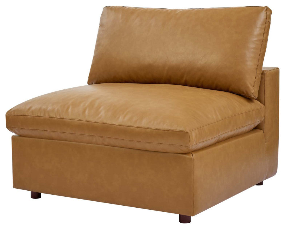 Sofa, Faux Vegan Leather, Tan, Modern, Living Lounge Hotel Lobby Hospitality
