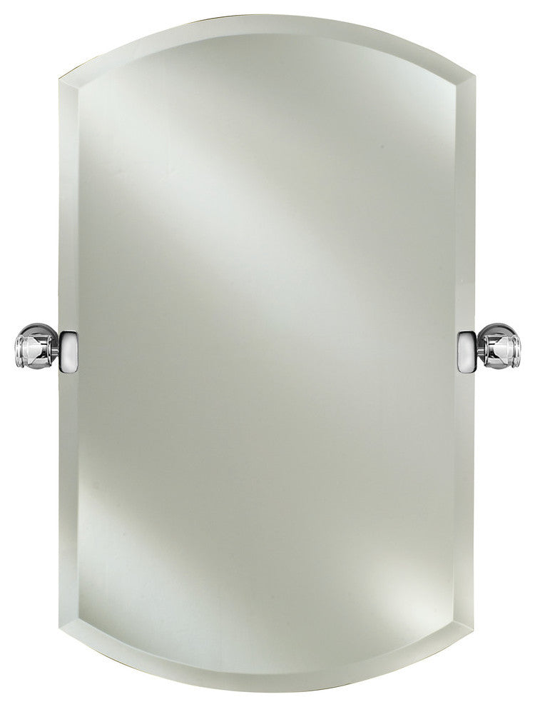 Double Arch Frameless Bevel Mirror w/ Tilt Brackets, Polished Chrome, 20"x32"