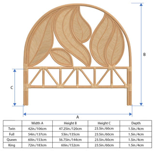 Palm Springs Rattan Headboard, Natural, Queen Size