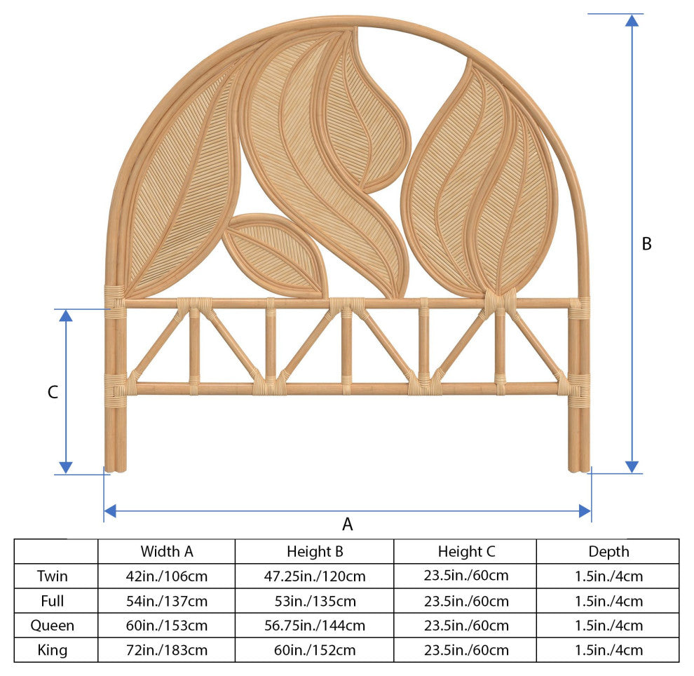 Palm Springs Rattan Headboard, Natural, Queen Size