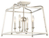 Sylvan 4 Light Ceiling Mount in Polished Nickel with White Silk