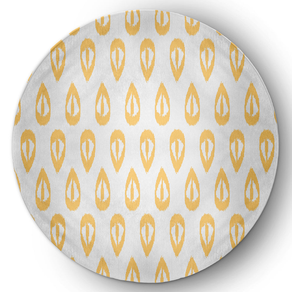 Ikat Tears Chenille Rug, Sunshine Yellow, 5' Round