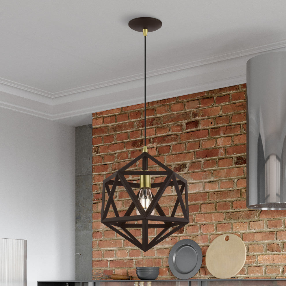 Ashland 1 Light Bronze With Antique Brass Accents Pendant