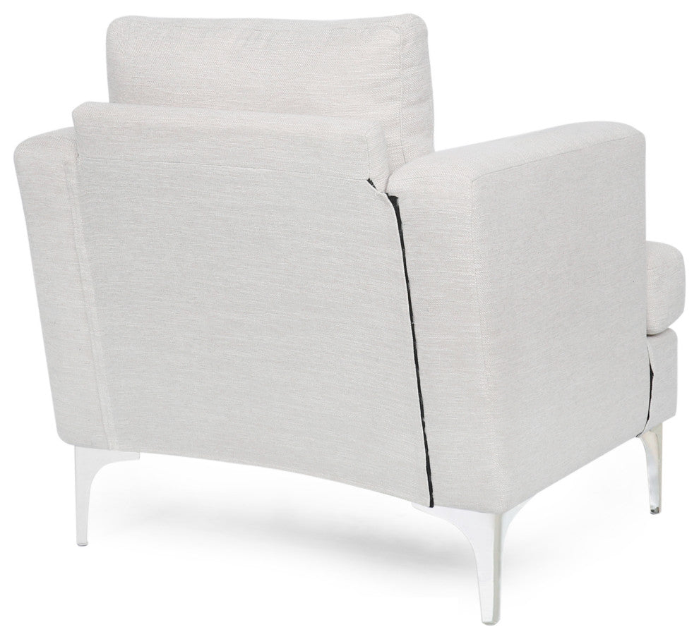 Vue Modern Fabric Upholstered Club Chair, Beige/Silver