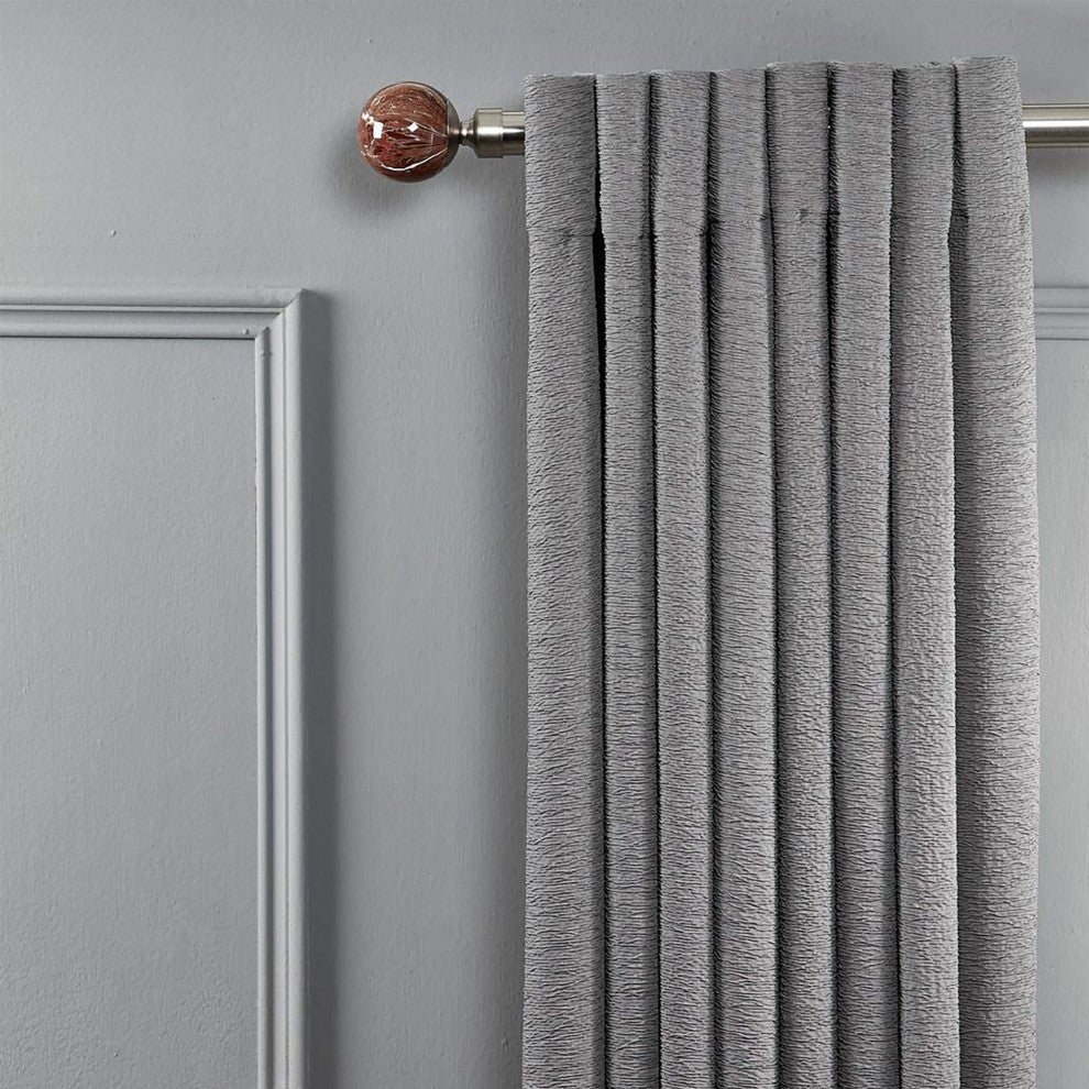 Linen Avenue Brown Marble Single Curtain Rod Set,28 to 48-Inch,Polished Nickel