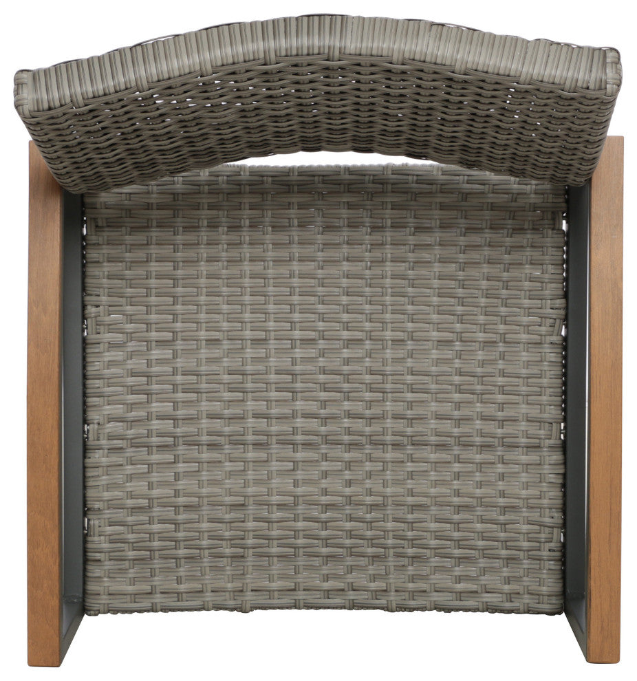 Swarthmore Outdoor Aluminum Dining Chairs With Faux Wood Accents, Gray + Natural Brown, Set of 2