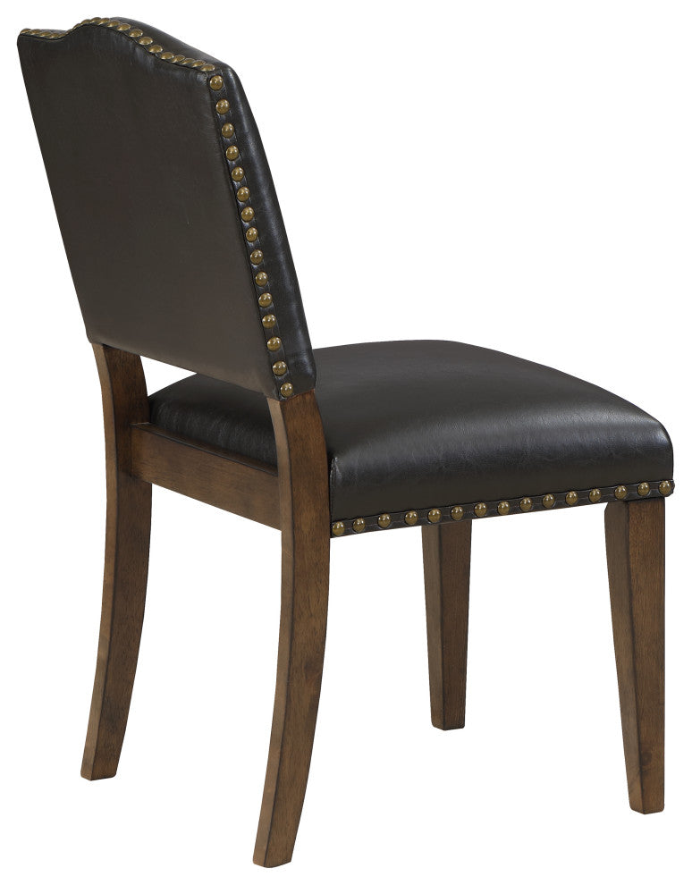 Denver Brown Faux Leather Dining Chair With Nail Heads Set of 2
