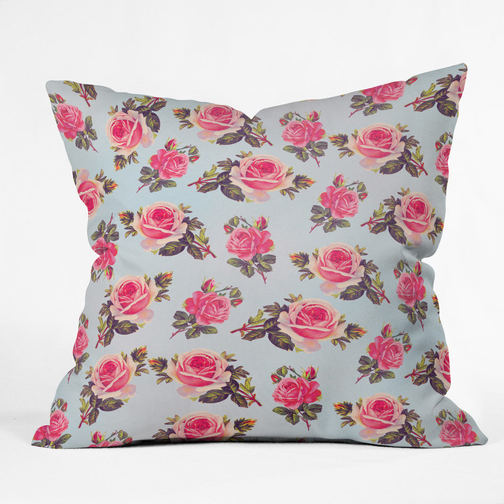 Allyson Johnson Pink Roses Outdoor Throw Pillow