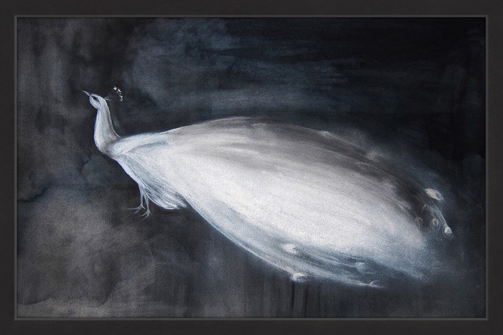Marmont Hill, "White Peacock" by Christine Lindstrom Framed Painting, 24x16