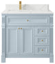 Paris 36" Left Offset Bathroom Vanity, Blue Heather 1.5" Calacatta Laza