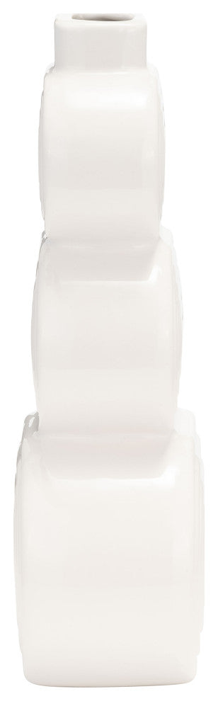 Ceramic 12" Stacked Circles Vase, White