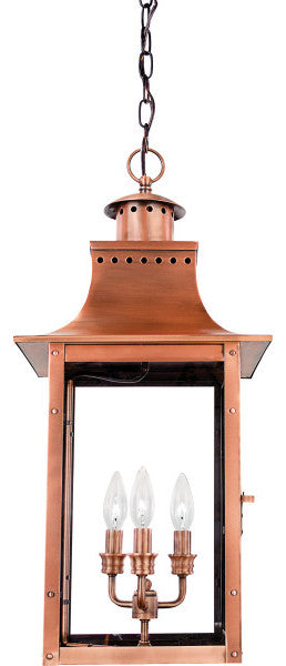 Quoizel CM1912AC Three Light Outdoor Hanging Lantern Chalmers Aged Copper