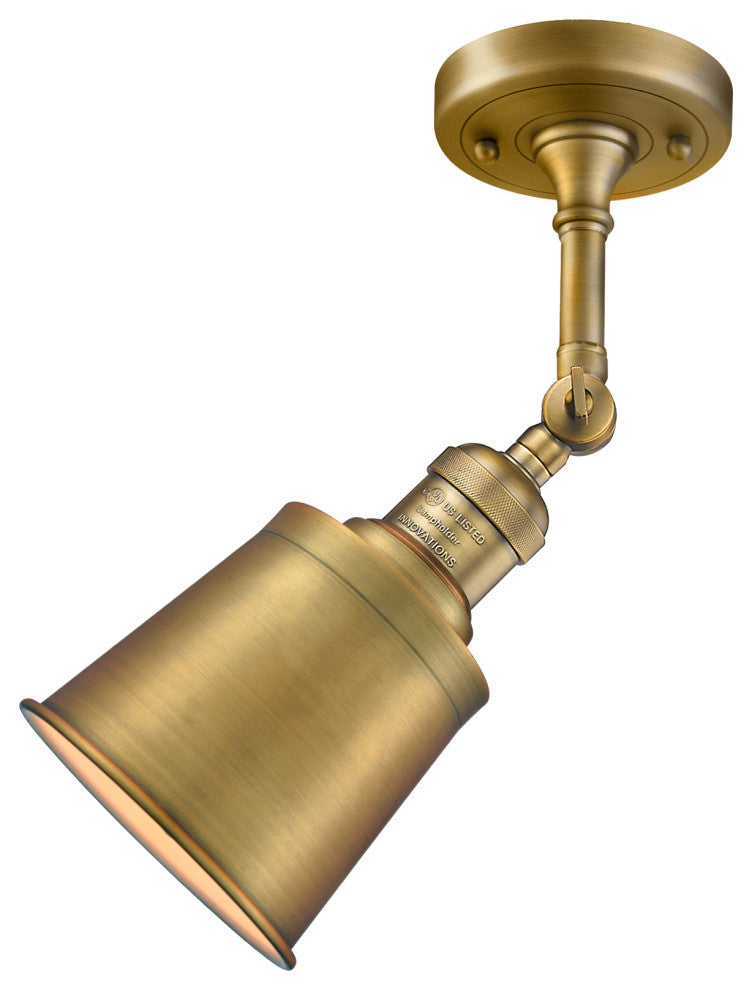 1-Light Addison 5" Semi-Flush Mount, Brushed Brass