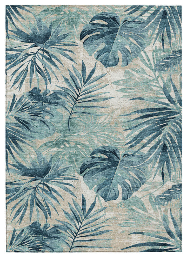 Machine Washable Indoor/Outdoor Chantille ACN1886 Teal 3' x 5' Rug