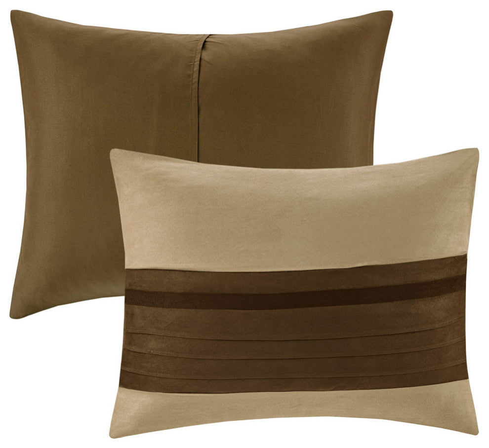Madison Park Palmer Vera Microsuede 7-Piece Comforter Set, Natural Brown