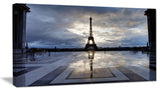 Reflection of Paris Eiffel TowerWith Clouds, Canvas Art Print, 32"x16"