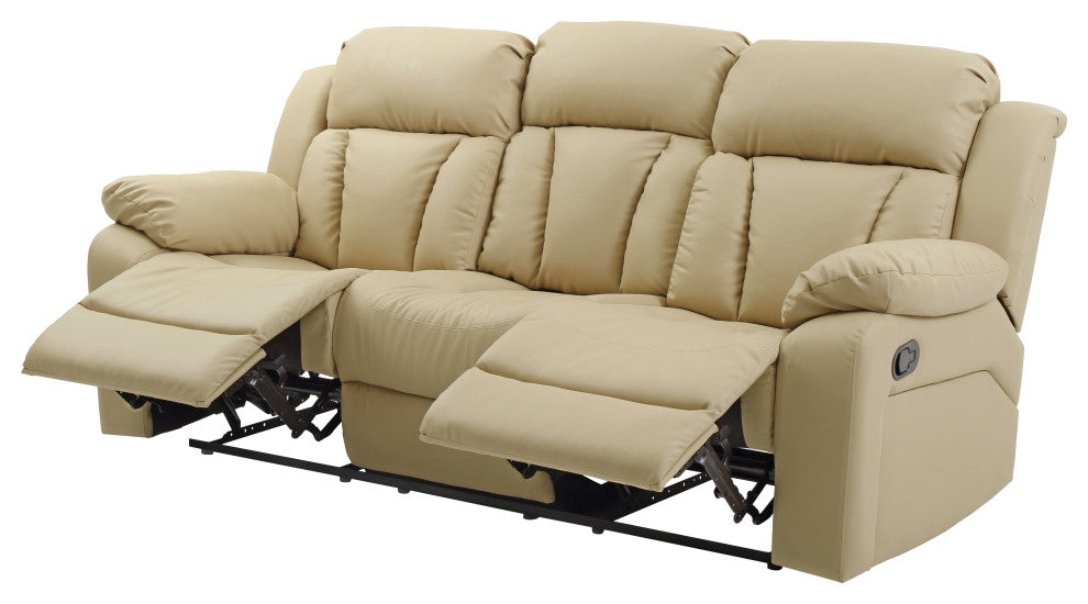Springfield Reclining Sofa, Beige Faux Leather
