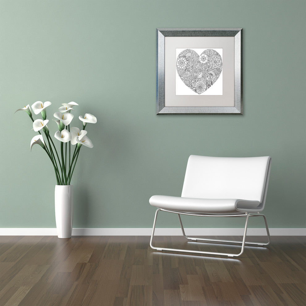Hello Angel ''Love Heart'' Art, Silver Frame, White Mat, 11x11