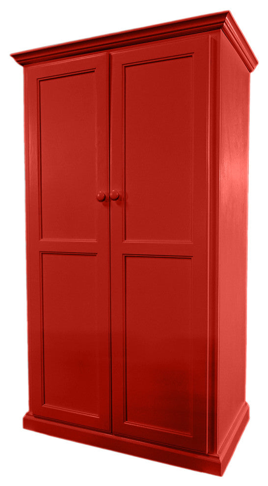 Modern Computer Armoire Desk, Persimmon Red