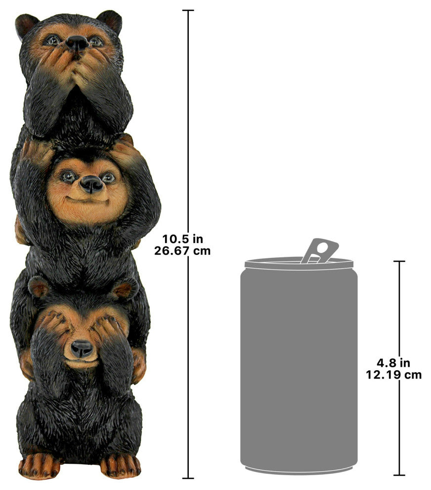 Speak Hear See No Evil Stacked Black Bears