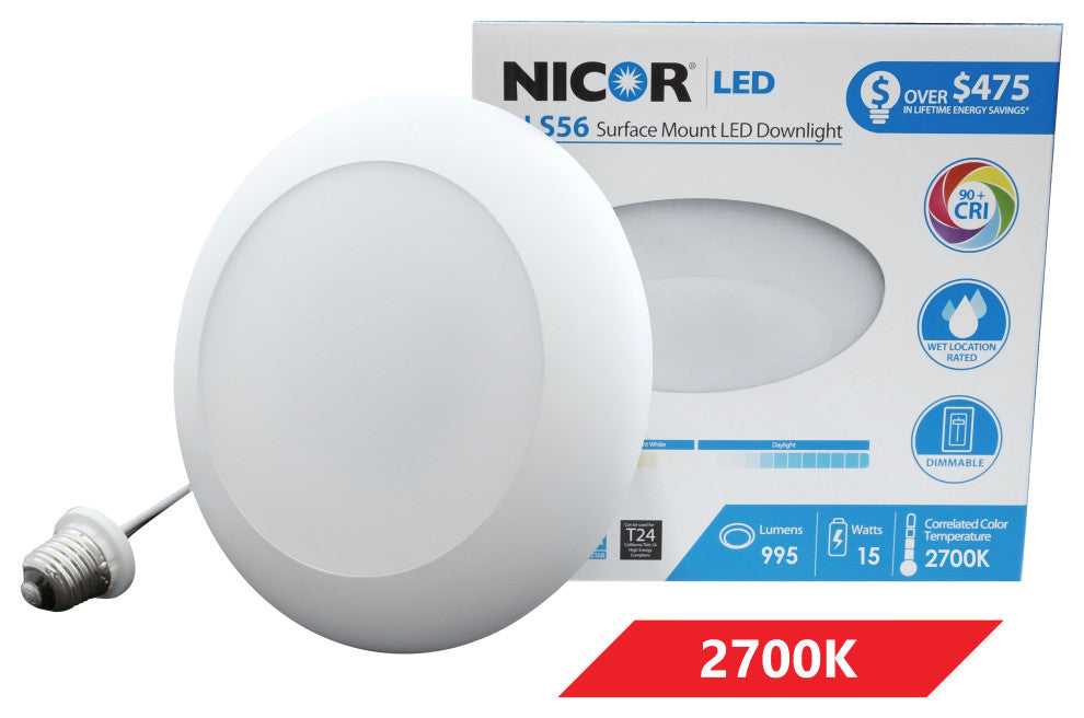 NICOR 900 Lumen LED Surface Mount Retrofit for 5" and 6" Housings, White, White/