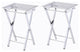 Pemberly Row Acrylic Metal Folding Tray Table in Chrome (Set of 2)