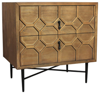 Samara 2-Drawer Recycled Pine Wood Nightstand, Natural Finish