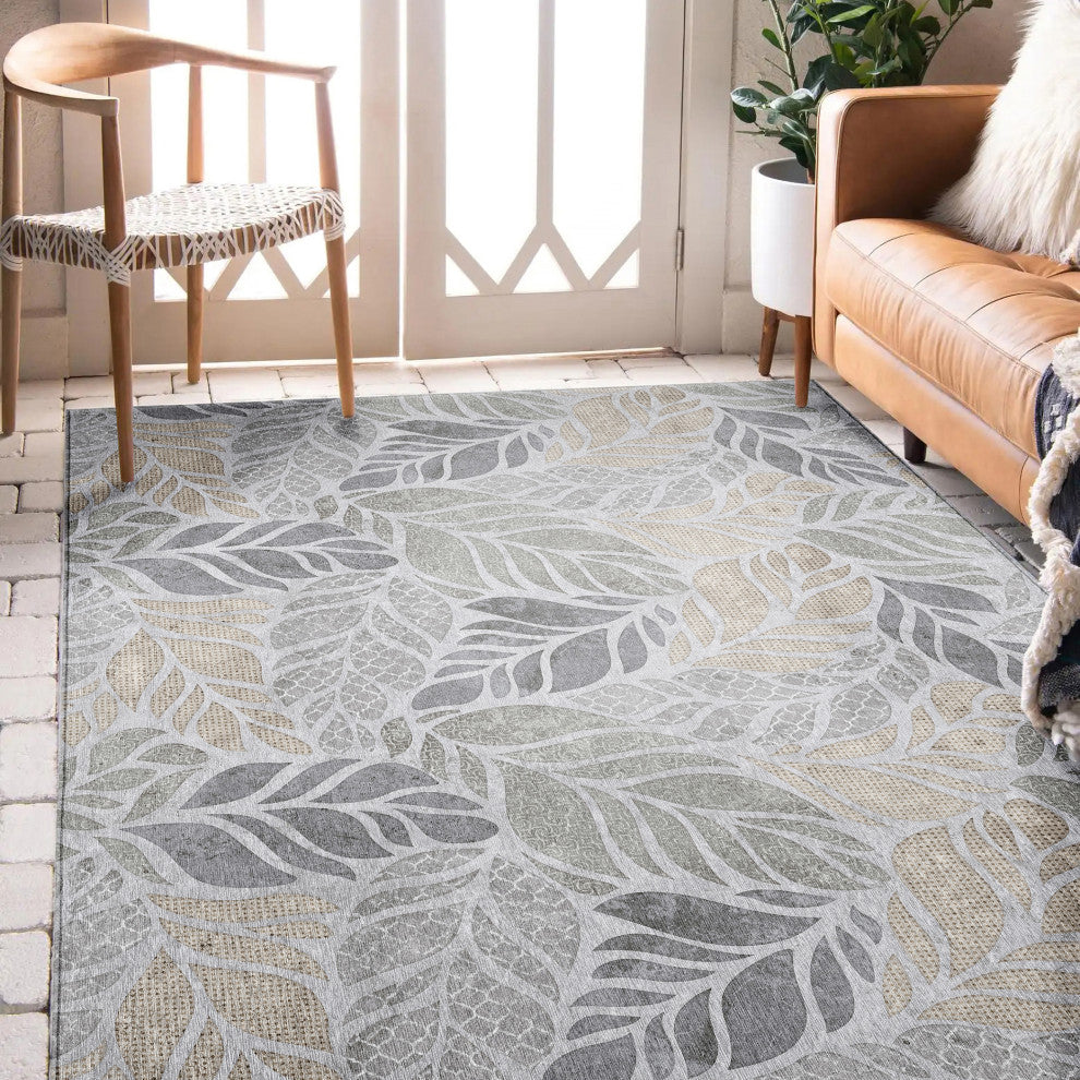 Indoor/Outdoor Tropics TC3 Grey Machine Washable 3' x 5' Rug