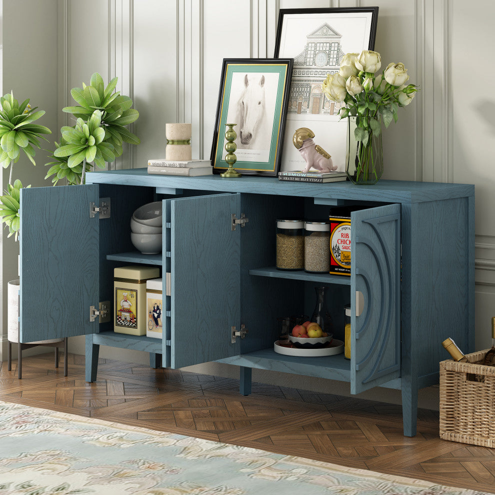 TATEUS 60" Rustic Entrance Furniture Retro Sideboard Living Room Antique Blue
