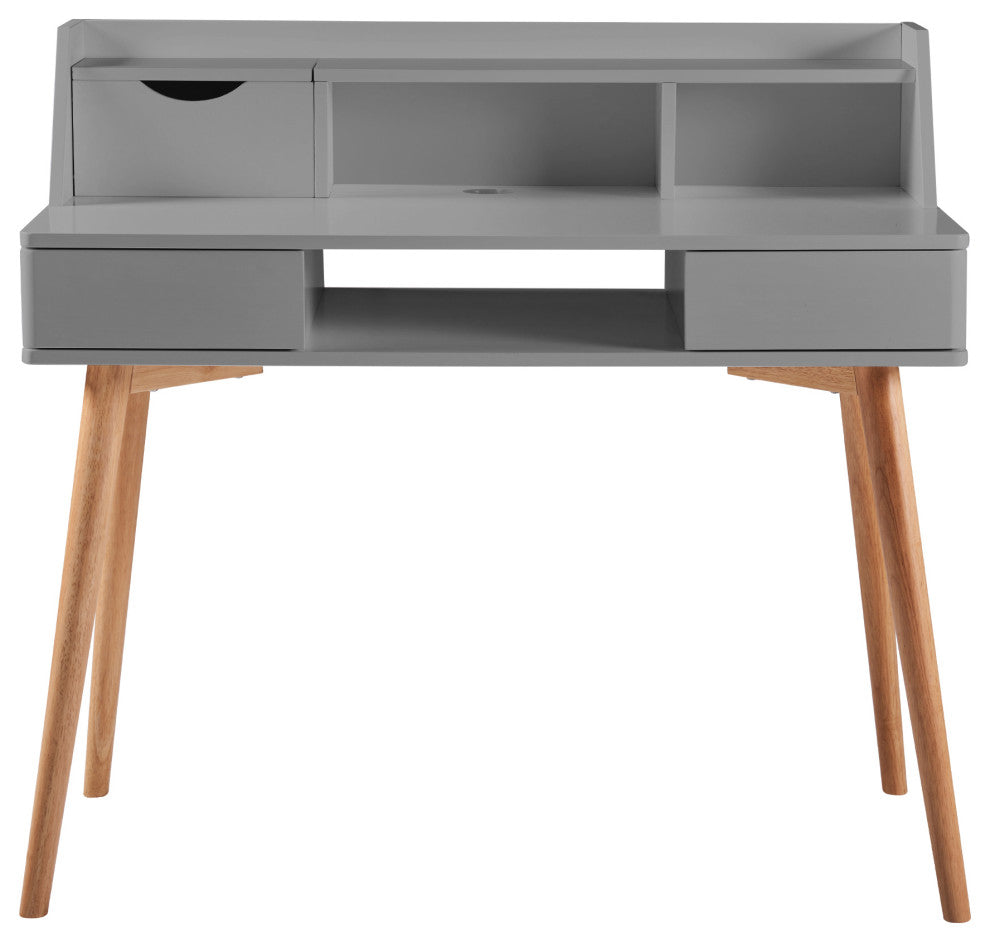 Wooden Writing Desk w/ Storage Drawer, Gray