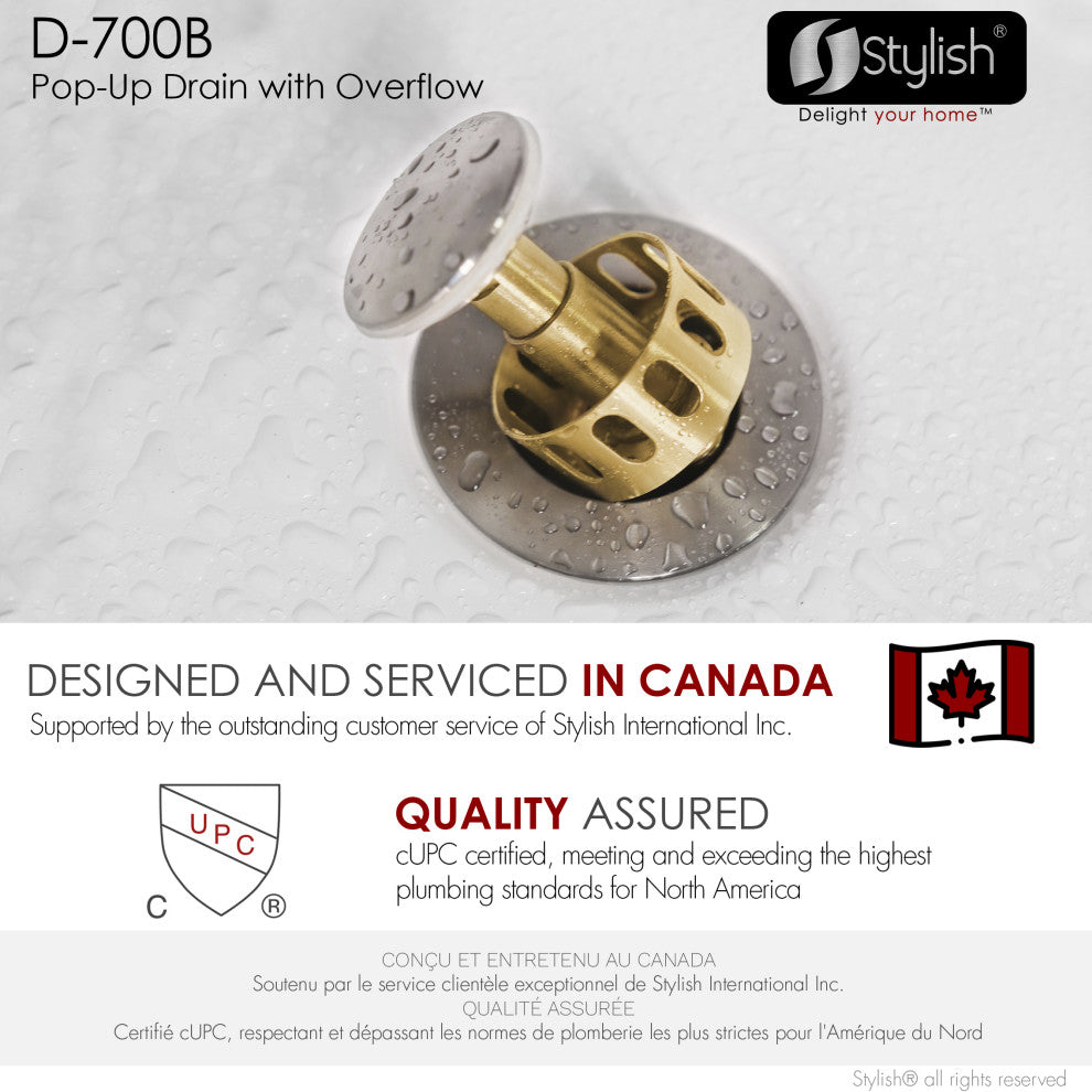 STYLISH Brushed Nickel Pop-Up Bathroom Sink with Overflow