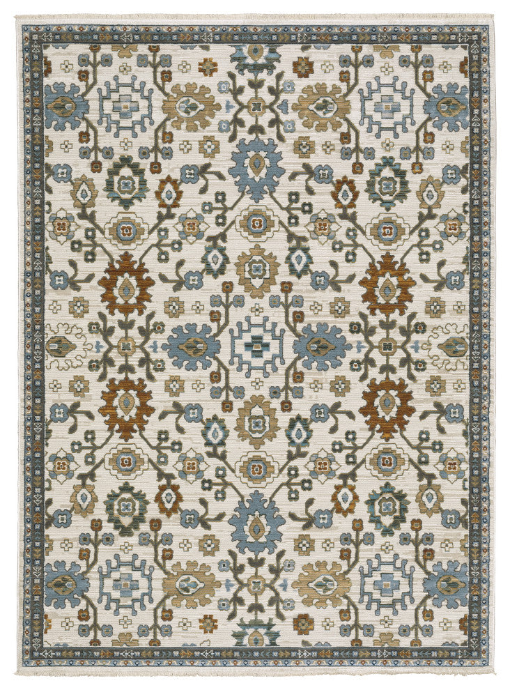 Keller Traditional Floral Ivory/ Multi Area Rug, 7'10" x 10'10"