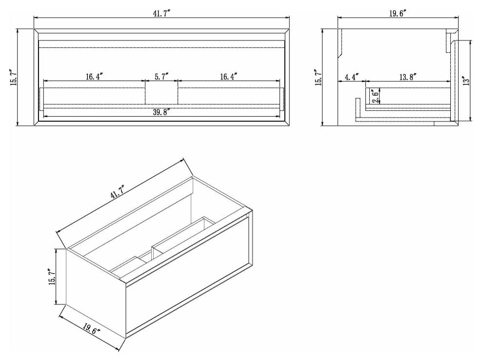 Aurora 84'' Double Sink Wall Mounted Modern Bathroom Vanity, White Oak