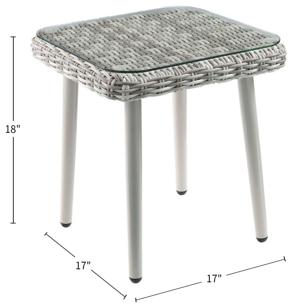 3-Piece Patio Bistro Set, Green and Beige Wicker